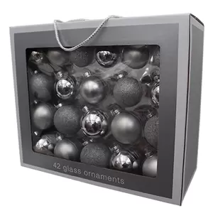 42 kerstballen in box | Zilver