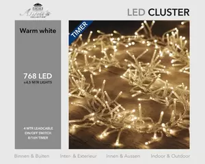 Clusterverlichting 768l/l4.5m led warm wit transparant - afbeelding 3