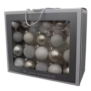 42 kerstballen in box | Wit