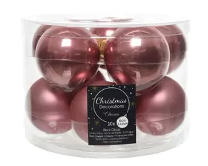 Kerstbal glas 10 stuks 60 mm Velours Roze