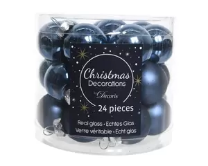 Kerstbal glas 24 stuks 25 mm Nacht Blauw