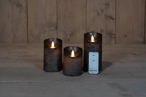 3ST KAARS ANTRACIET WAX RUSTIEK