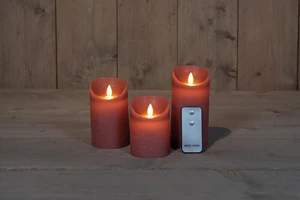 3ST KAARS ANTIEK ROZE WAX RUSTIEK