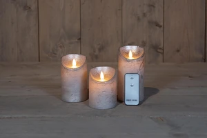 3ST KAARS ZILVER WAX RUSTIEK