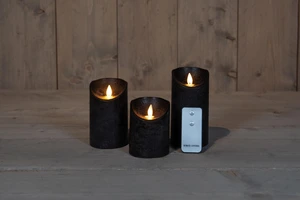 3ST KAARS ZWART WAX RUSTIEK