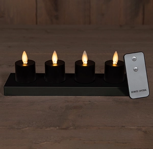 SET 4ST OPLAADBARE THEELICHTEN ZWART