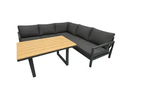 Stefano hoekset antraciet 4-delig - teak